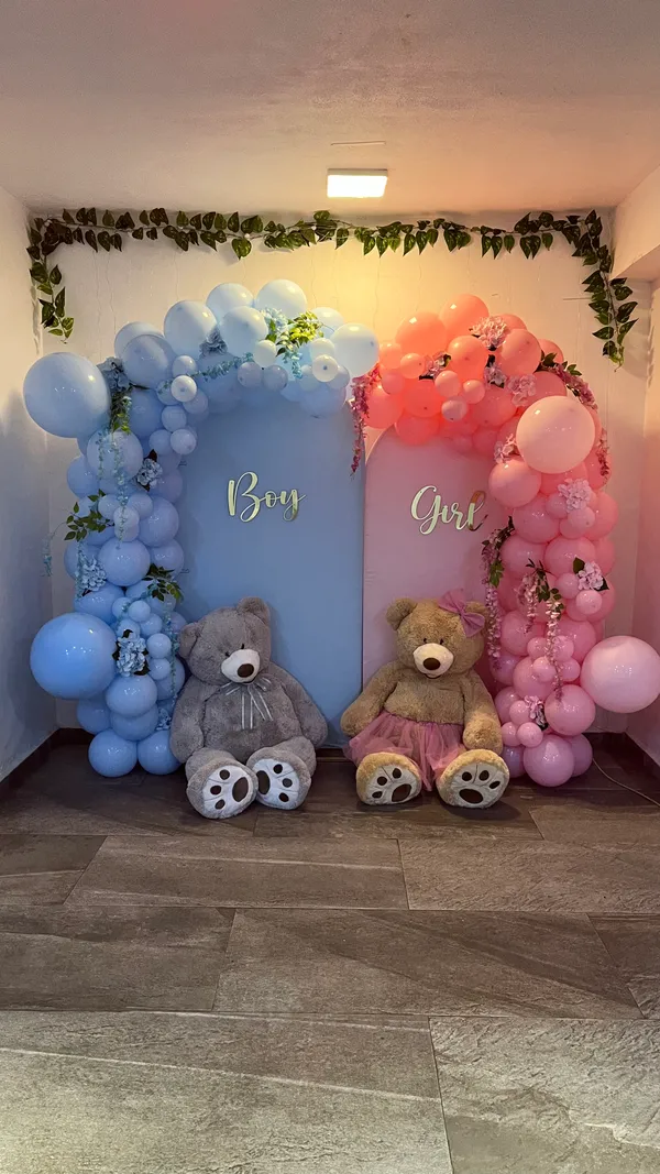 Mampara decorada de Hip Hip Balloons