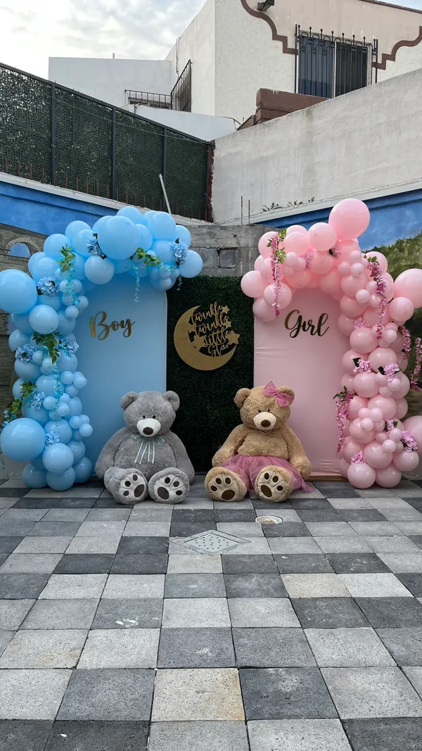 Mampara decorada de Hip Hip Balloons