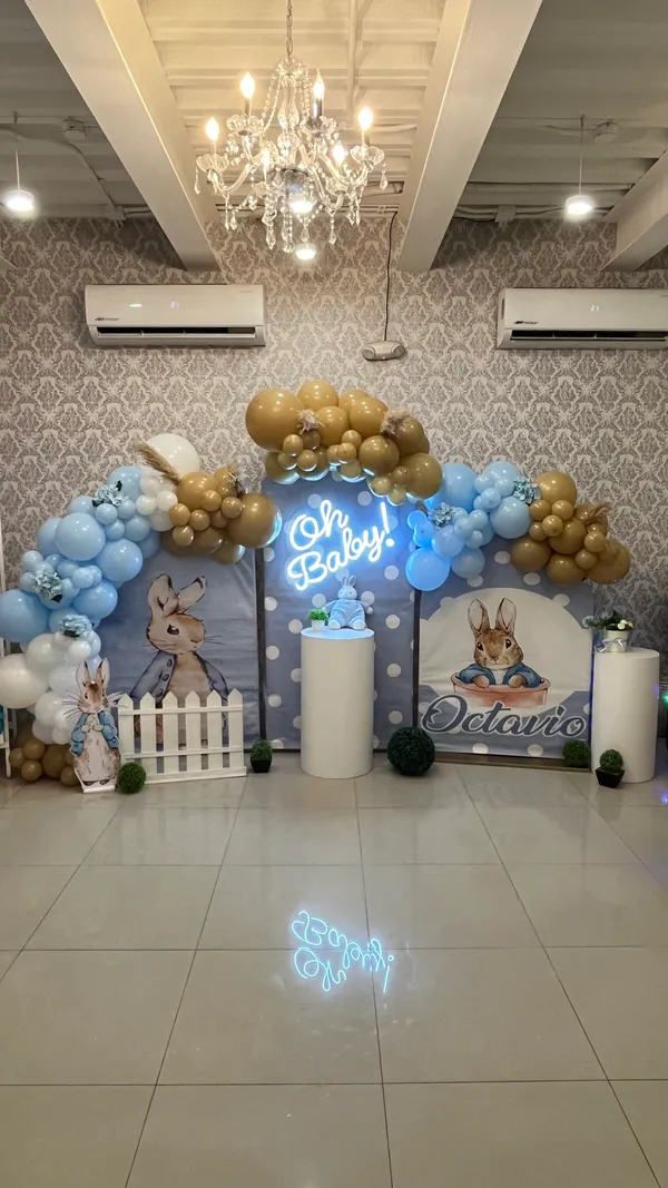 Mampara decorada de Hip Hip Balloons